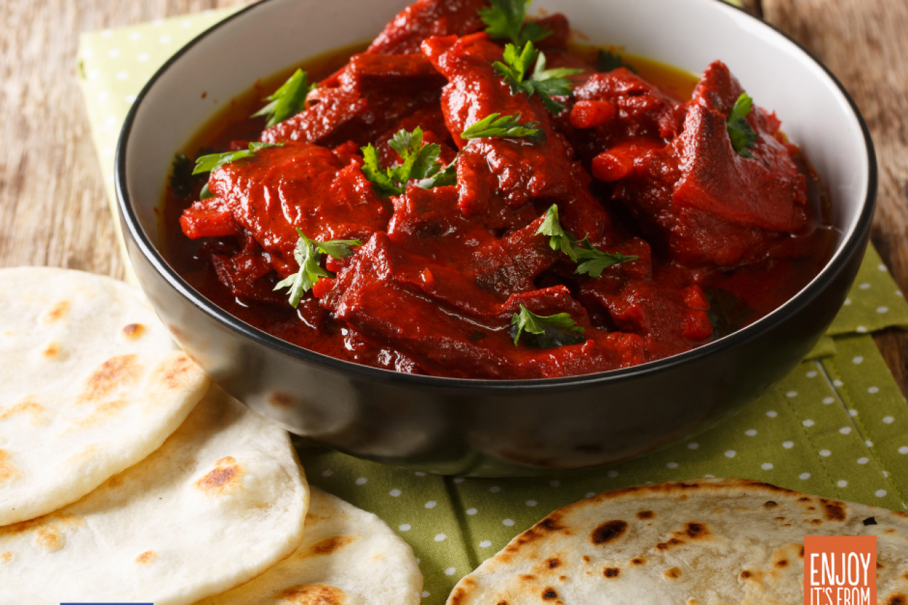 Rajasthani Laal Maas with European Corinthian black raisins